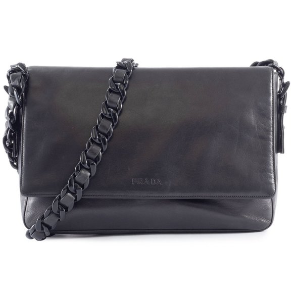 PRADA Black Leather Shoulder Bag - Picture 1 of 16